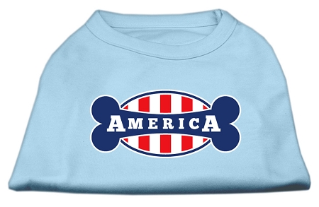 Bonely in America Screen Print Shirt Baby Blue XS